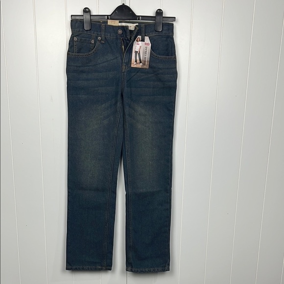 Levi’s Jeans 505 Dark Wash 12R Kids Straight Leg Adj Waist Zip/Button Fly NWT - Picture 1 of 11